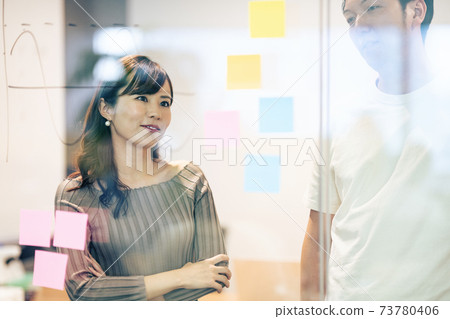 Venture company staff holding a meeting 73780406
