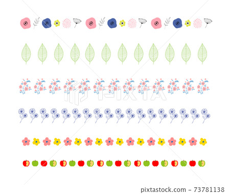 Flower, apple and leaf line illustration... - Stock Illustration ...