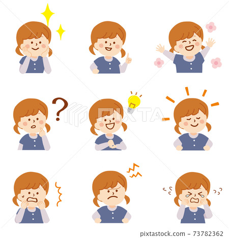 Facial expression illustration of a little girl 73782362
