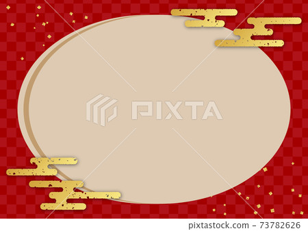 金色的雲彩和紅色格仔的框架 金色的雲彩和紅色格仔的框架 73782626