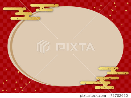 金色的雲彩和紅色格仔的框架 金色的雲彩和紅色格仔的框架 73782630