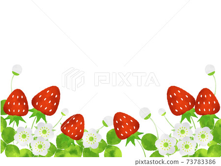水彩風格的草莓和花相框 水彩風格的草莓和花相框 73783386
