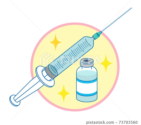 Simple illustration of vaccine and syringe [with main line] 73783560