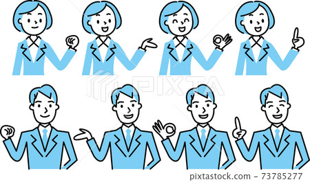 Various poses for men and women in suits Various poses for men and women in suits 73785277