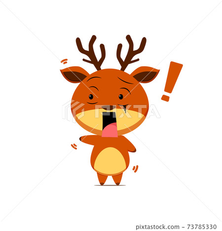 Cute reindeer character got shocked isolated on... - Stock Illustration ...