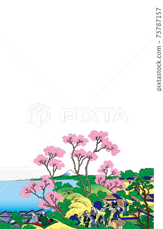 葛飾北齋圖像Tokaido Shinagawa Gotenyama No Fuji Bright version Vertical White background 73787157