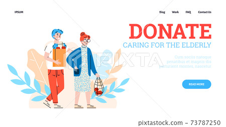 Vector Landing Page Template For Volunteering,... - Stock Illustration ...