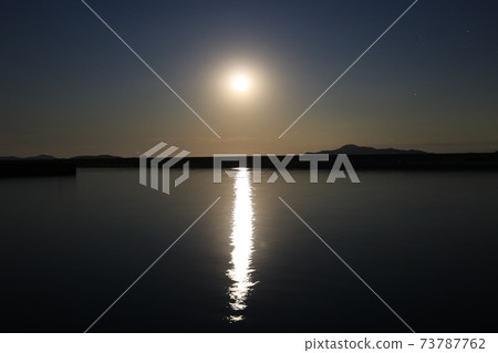 The path of light that extends to the sea at night The path of light that extends to the sea at night 73787762