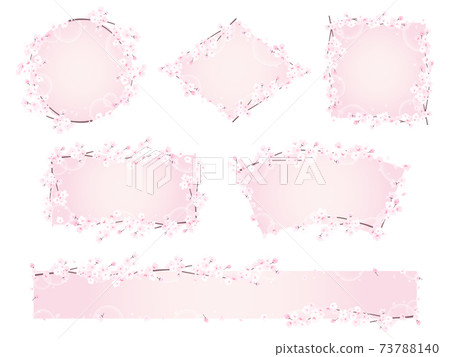 櫻花/分支框架集（具有閃光粉紅色背景） 73788140