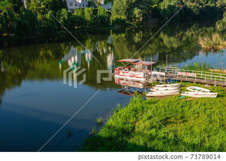 Embankment by the river in Svyatogorsk, Ukraine Embankment by the river in Svyatogorsk, Ukraine 73789014