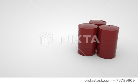3d illustration, metal industrial barrels of red color. Industrial barrels for gasoline, design objects isolated on white background. 3d illustration, metal industrial barrels of red color. Industrial barrels for gasoline, design objects isolated on white background. 73789909