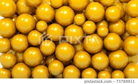 Gold balls, 3d illustration. Abstract design objects, decorative elements. Gold balls, 3d illustration. Abstract design objects, decorative elements. 73789911