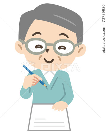 寫文件的資深男性 73789986