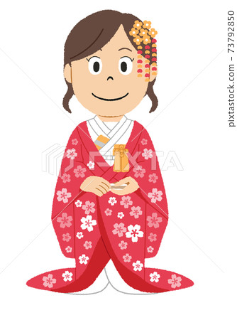 彩色和服的插圖 73792850