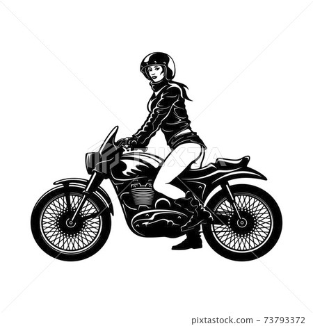 Sexy Girl And Vintage Motorcycle - Chopper,... - 스톡일러스트 [73793372] - PIXTA