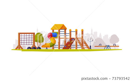 Kids Playground as Urban Summer Public Area for Playing Vector Illustration 73793542