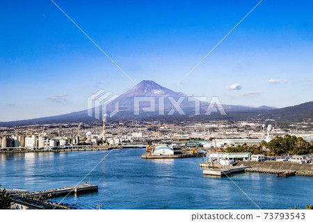 Factory and Mt. Fuji from Tagonoura, Fuji City, Shizuoka Prefecture Factory and Mt. Fuji from Tagonoura, Fuji City, Shizuoka Prefecture 73793543