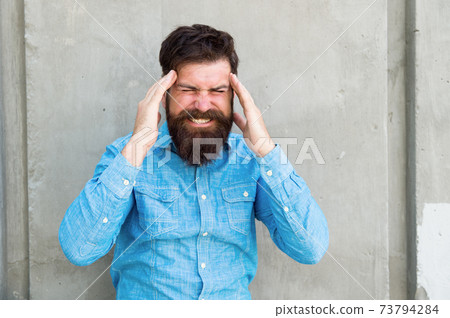 feel bad. Bearded man. Mature hipster with beard. male  73794284