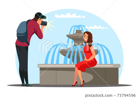 Vector character photographer with compact camera Vector character photographer with compact camera 73794596