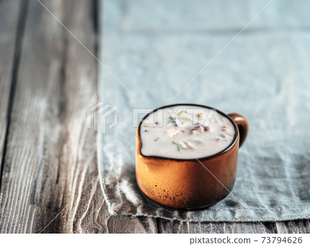 Pakistani Cucumber Raita Sauce, Copy Space Pakistani Cucumber Raita Sauce, Copy Space 73794626