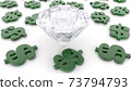 Diamond with green dollar signs around 73794793