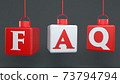 Three hanging cubes with FAQ concept 73794794