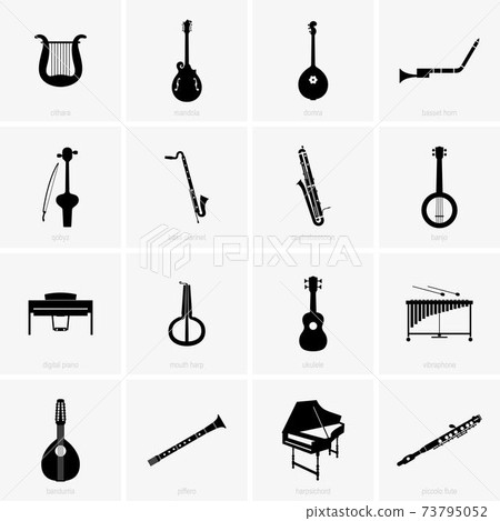 Historical, traditional musical instruments - Stock Illustration ...