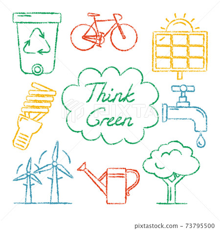 Set of hand drawn ecology icons - Stock Illustration [73795500] - PIXTA