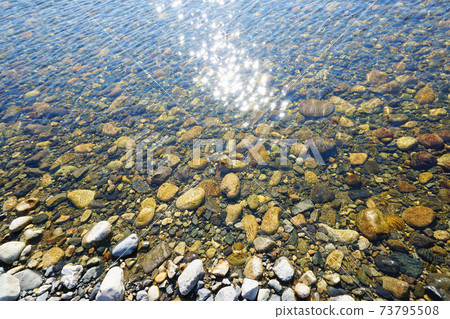 日本新潟縣五泉市Hayade河的河床 日本新潟縣五泉市Hayade河的河床 73795508