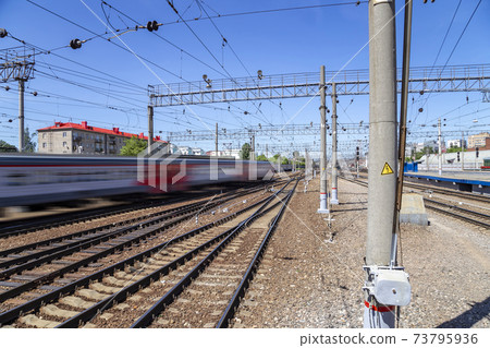 Moscow passenger platform (Yaroslavsky railway station), Russia-- is one of nine main railway stations in Moscow, situated on Komsomolskaya Square. 73795936