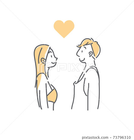 關於夫妻性交安全性行為的健康和簡單的線條藝術插圖 73796310