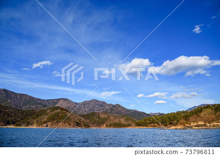 Clear winter sky and mountain ridges of Misaka Mountains Clear winter sky and mountain ridges of Misaka Mountains 73796811