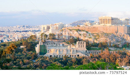 Famous skyline of Athens, Greece Famous skyline of Athens, Greece 73797524