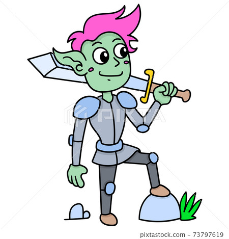 a fighting elf creature carrying a sword and wearing a robe, doodle icon image kawaii a fighting elf creature carrying a sword and wearing a robe, doodle icon image kawaii 73797619