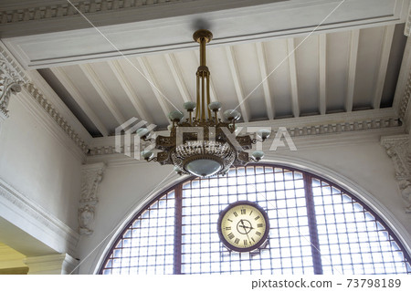 The interior of the Yaroslavsky railway station, Moscow, Russia-- is one of nine main railway stations in Moscow, situated on Komsomolskaya Square 73798189