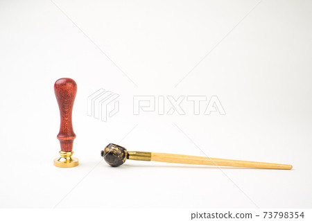 personal stamp tool with wooden handle and metallic head and accessories isolated on white personal stamp tool with wooden handle and metallic head and accessories isolated on white 73798354