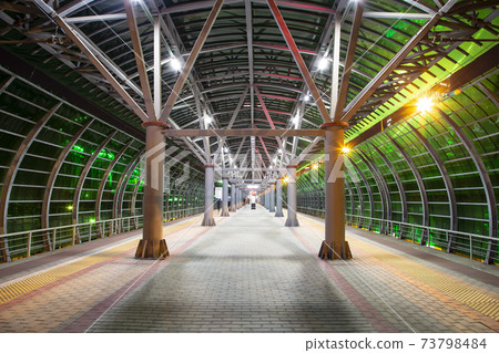 Moscow Central Circle - Little Ring, MCC,or MK MZD (at night), Russia. Delovoy Tsentr  railway station. 73798484