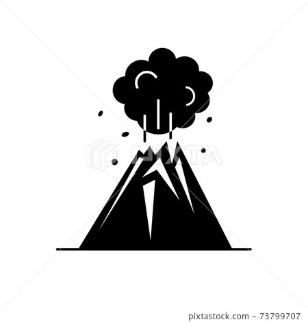 Volcano silhouette icon in flat style Volcano silhouette icon in flat style 73799707