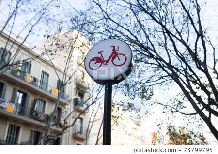 Parking sign moped in red on a white background. Parking sign moped in red on a white background. 73799795