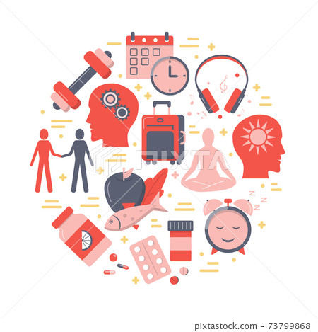 Depression treatment round concept in flat style 73799868