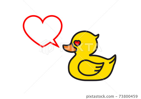 Rubber yellow duck with hearts in eyes Rubber yellow duck with hearts in eyes 73800459