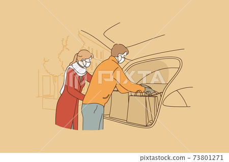 Shopping during coronavirus epidemic concept 73801271