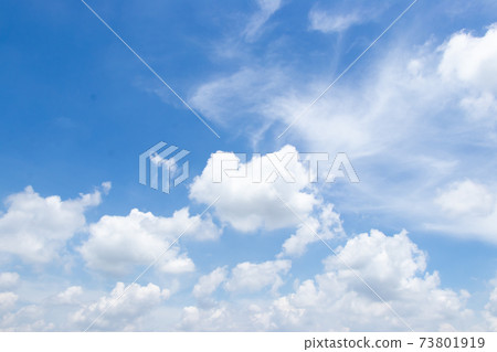 Clear blue color sky with white cloud background 73801919