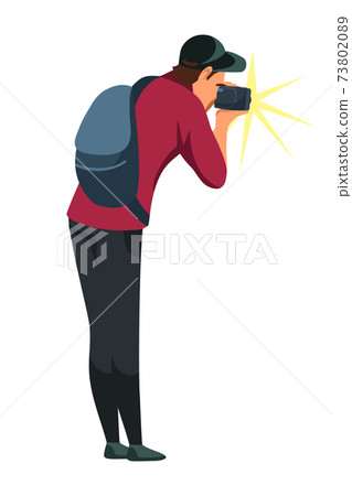 Vector character photographer with compact camera Vector character photographer with compact camera 73802089