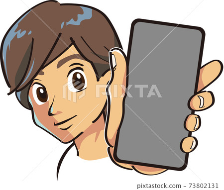 一個年輕人在他的智能手機緩繳 一個年輕人在他的智能手機緩繳 73802131