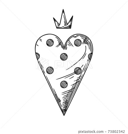 Sketch of a heart with a crown. Heart isolated on white background. Vector Sketch of a heart with a crown. Heart isolated on white background. Vector 73802342
