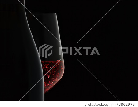 Bottle and red wine silhouette. 73802973