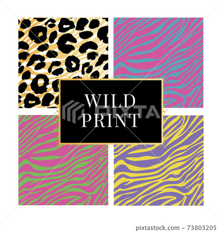 A collection of four different animal wild print backgrounds. Eps 10 Vector. Set 73803205