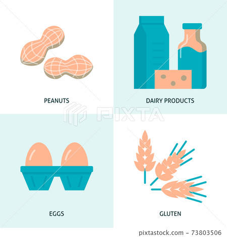 Allergic food icon set in flat style 73803506