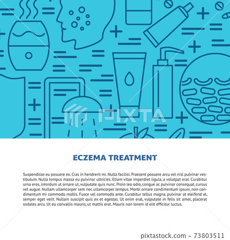 Eczema treatment background in line style with... - Stock Illustration ...